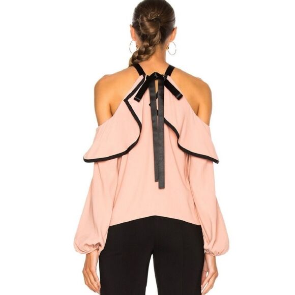 NWT Alexis Malia Off- Shoulder Blush Rose Ruffle Blouse XS Revolve - Picture 6 of 15